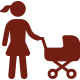 Woman with baby stroller icon